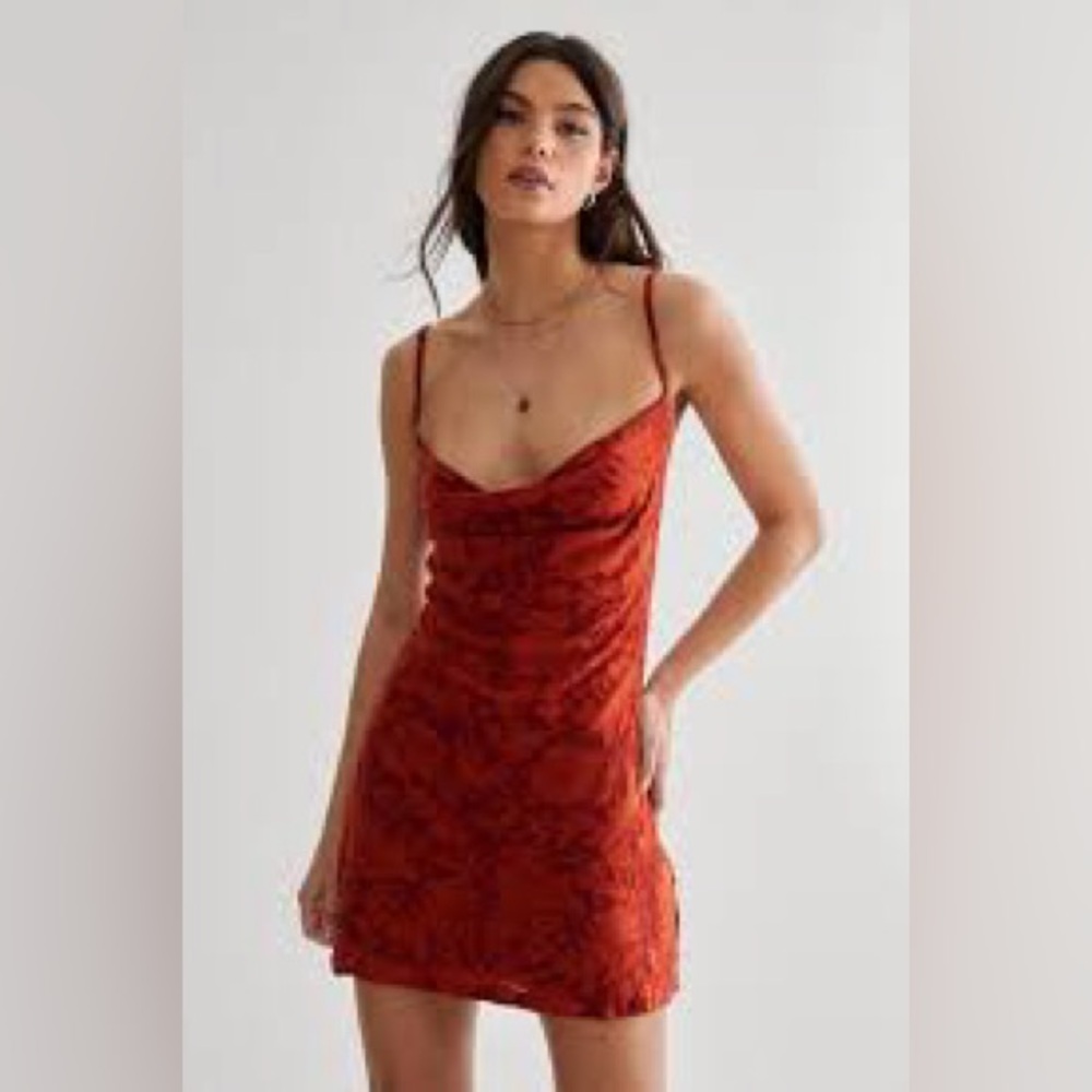 90s/00s-style Red Spaghetti Strap Dress